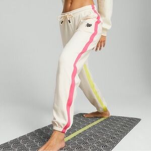 Puma lemlem Cream and Pink Joggers with Sporty Stripes